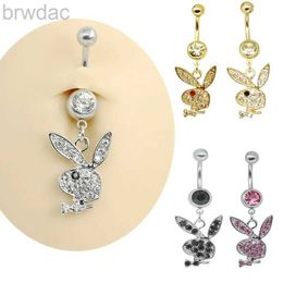 Navel Rings Belly Button Rings for Women Bunny Navel rings Gold color Rabbit Belly Rings Gem stone Belly Piercing Jewelry Body Jewelry d240509