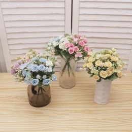 Decorative Flowers Artificial Rose Champagne Silk Romantic Bouquet For Home Decoration Wedding Christmas Fake Flower Arrangement