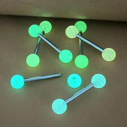 6Pcs Sexy Acrylic Luminous Tongue Piercings Jewellery for Women Men 14G Stainless Steel Bar Glow in Dark Rings Barbell Stud 240429