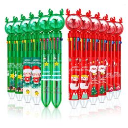 10 in 1 Antlers retrattile retrattile all'ingrosso da 0,5 mm a palla da Natale Snowman Santa Snowman Scrittura di penne per le forniture per la scuola di ufficio Regalo di Natale