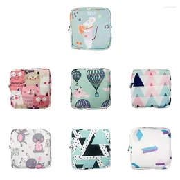 Storage Bags Women Tampon Bag Sanitary Napkin Cosmetic Cartoon Pattern Coin Money Card Pouch Portable Travel Outdoor