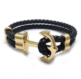 Weave Leather Bracelets Handmade Designer Bracelets Women Men Luxury Charm Silver Anchor Bracelets Magnet Man Bangles Handknit Fe4067239