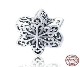fashion pure silver charm S925 sterling rose gold plated snowflake pendant DIY charms beads bracelets handmade turkish jewellery w5008343