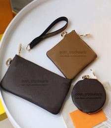 Designer 3pcs Pouch for Women039s Small Leather Goods Designer039s Coin Purses 3 in One With Wristlet Comes with Box4067975