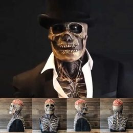 Party Masks Halloween Cream Skull Biochemical Mask Role Play Horror Bloody Latex Helmet Costume Props Q240508