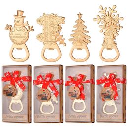 Xmas Christmas Beer Tree Opener Snowman Snowflask Bottle Openers with Box Party Decoration Gift Festive, Souvenirs Favours for Guests s