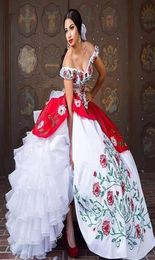 2019 Newest White And Red Vintage Quinceanera Dresses With Embroidery Beads Sweet 16 Prom Pageant Debutante Dress Prom Party Gown 6658662