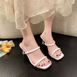 Slippers Brand Women Shoes 2024 Summer Korean Style Fashionable Women's High Heel Simple And Elegant Modern
