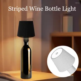 Table Lamps LED Light USB Rechargeable Striped Wine Bottle Lights Touch Switch Desktop Lamp For Living Room Bedroom Dinner Decor