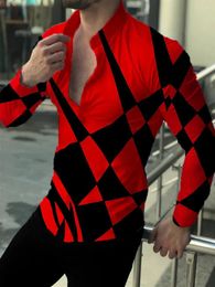Men's Casual Shirts Fashion Shirt Designer Design 2024 Elements Red Plaid Stripe Outdoor Party Lapel Long Sleeves