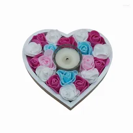 Decorative Flowers Candle Holder Heart-shaped Fake Roses Candleholder Table Hand Crafted Candlestick For Centerpieces Decoration Or Home