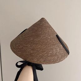 Berets Europe United States Binding Straw Hat Outdoor Sun Protection Walk Concave Shape Beach