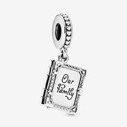 100% 925 Sterling Silver Family Book Dangle Charms Fit Original European Charm Bracelet Fashion Women Wedding Jewellery Accessories 263S