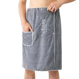 Towel Wrap-around Men Quick Dry Men's Bath Wrap With Secure Buckle Pocket For Gym Spa Sauna Shower Absorbent