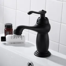 Bathroom Sink Faucets Luxury Wash Basin Faucet European Style Retro Black Tap Single Handle Cold And Water Mixer Deck Mounted