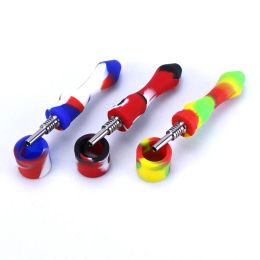 10mm Titanium Nails Pocket Design Silicone Smoking Hand Pipes Tobacco Nectar Wax Collector Dabs Portable smoke Accessories