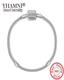 YHAMNI Original Solid 925 Silver 3mm Basic Chain Fit Gift Bracelet DIY Charms Beads Bracelets & Bangles Original Jewelry DHB0043742162