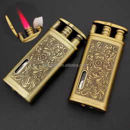 XF Creative Iatable Lighter Windproof Red Flame Gas Unfilled Tangcao Pattern Metal Lighter