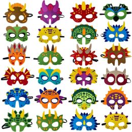 Masks 24 Pcs Dinosaur Party Masks Felt Material Dino Party Supplies Decoration Different Types for Halloween Christmas Birthday Party