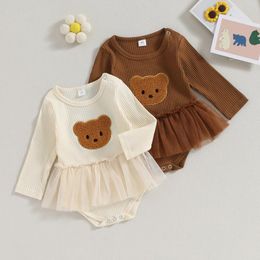 Rompers CitgeeAutumn Infant Baby Girls Mesh Bodysuit Dress Cartoon Pattern Long Sleeve Jumpsuits Cute Fall Clothes