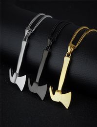 Stainless Steel Firefighter Fireman Fire Axe Metal Black Necklace Mens Hip Hop Jewellery Hammer Pendant Drop2334683