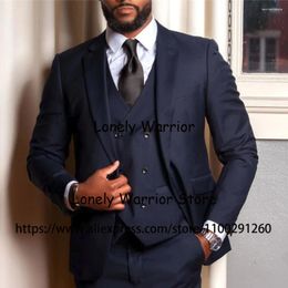 Men's Suits Fashion Navy Blue Mens Formal Business Blazer Wedding Groom Tuxedo Slim Fit 3 Piece Set Jacket Vest Pants Costume Homme