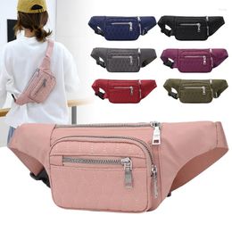 Shoulder Bags Multi-functional Rhombic Embroidery Small Waist Bag Trend Korean Nylon Chest Light Sports Women