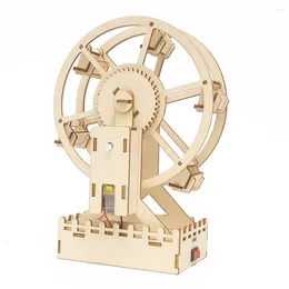 Decorative Figurines DIY Rotatable 3D Wooden Puzzle Ferris Wheel Making Model Electronic Science Experiment Production Kit For Children