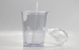 20oz Acrylic Tumblers with Dome lid and Straws Double Wall Clear Plastic Tumblers Travel mug Reusable Cup With Straw A102815251