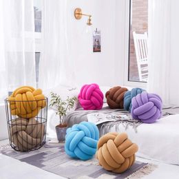 Cushion Decorative Pillow Round Knotted Plush Ball Nordic Style Stuffed Throw Waist Back Cushion Home Sofa Bed Decoration Dolls Toys 30 319N