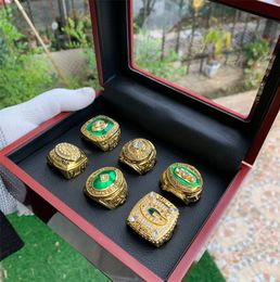 ship ring 6pcs Green Bay 1 Set With Wooden Box Fan Super Bowl 14k Gold Plated for men gift wholesale1086191