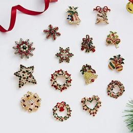 Brooches 1pcs Xmas Enamel Brooch Snowman Santa Claus Tree Wreath Metal Pins Fashion Jewellery Gift For Women Merry Christmas Decor Gifts