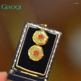 Stud Earrings GIAOQI 18K Yellow Gold Plated Total 0.2 Carat Orange Diamond Moissanite Wedding For Female Princess Jewellery