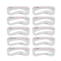 10PcsSet Eyebrow Stamp Stencil Kit Eyebrow Stencils Eyebrow Template Eyebrow Shaper Kit Makeup Tool for Women 240509