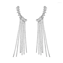 Dangle Earrings Silver Color Rhinestone Crystal Long Tassel For Women Bridal Drop Dangling Wedding Jewelry