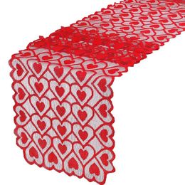 Table Cloth Promotion! Valentines Day Runner Red Heart Lace Tablecloth Dresser Scarf For Valentine Mother's Wedding Party