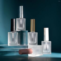 Storage Bottles Frosted Nail Polish Bottle 15ml Cosmetic Packaging Square Empty Glass Gel With Brush