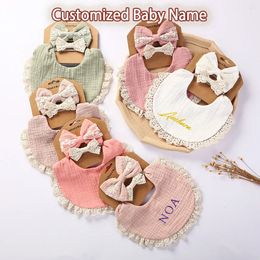 3PcsSet Personalised Gift Baby Bamboo Cotton Muslin Bibs For Burp Cloths Girl Accessories born Boy Clothes 240418