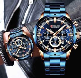 Curren Men039s Watch Blue Dial Stainless Steel Band Date Mens Business Male Watches Waterproof Luxuries Men Wrist Watches for M7820534