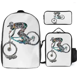 Backpack Mtb Mountain Bike Cycling Classic 13 Firm Cozy Blanket Roll 3 In 1 Set 17 Inch Lunch Bag Pen Schools Vintage