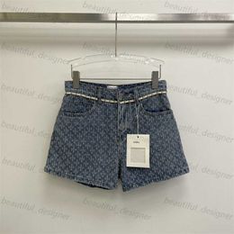 Luxury designer women's jeans 2024 Summer New Elegant Fashion Knitted Button Denim Shorts