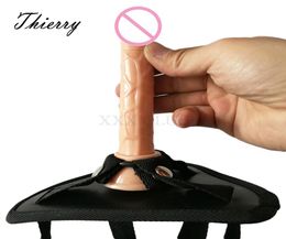 Thierry 2 pcs Lesbian Strap on mini Dildo Panties Strapon Harness flexible Dong Realistic Penis Sex Toys for Woman Sex Products Y29044788