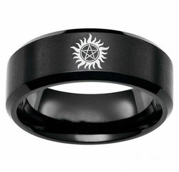 8mm Supernatural Logo Stainless Steel Black Ring Men039s Band Jewelry Size 6138265967