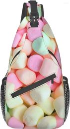 Backpack Colorful Marshmallows Candy Sling Crossbody Shoulder Bags Funny Food Pattern Daypacks Casual Adjustable Chest Bag