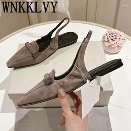 Sandals 2024 Genuine Leather Square Head Flat Casual Comfort Anti Slip Slippers Women's Spring Summer Women