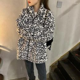 Women's Jackets Chic Korean Fashion Style Overcoat Casual Zebra Pattern Plush Jacket Winter Thick Warm Short Women All-match