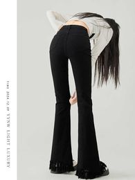 American Spicy Girl Micro La Jeans for Women 2024 New Spring High Waist Slimming Loose Casual Floor Sweeping Flare Pants