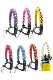 Paracord Handle Carrier Survival Strap Cord With Safety Ring plastic rings and Carabiner For 12oz64oz Wide Mouth Water Bottle HHE9860867