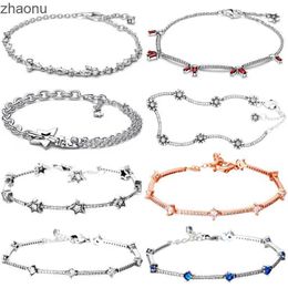 Chain Sparkling herbal cluster shooting star fire biscuit stick bracelet suitable for popular 925 pure silver bead charm Jewellery XW XW