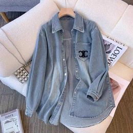 Women's Jackets Denim Jacket Women Designer Womens Outerwear Fashion Luxury High-end Denim Jacket with Lapel Buttonsa2l5